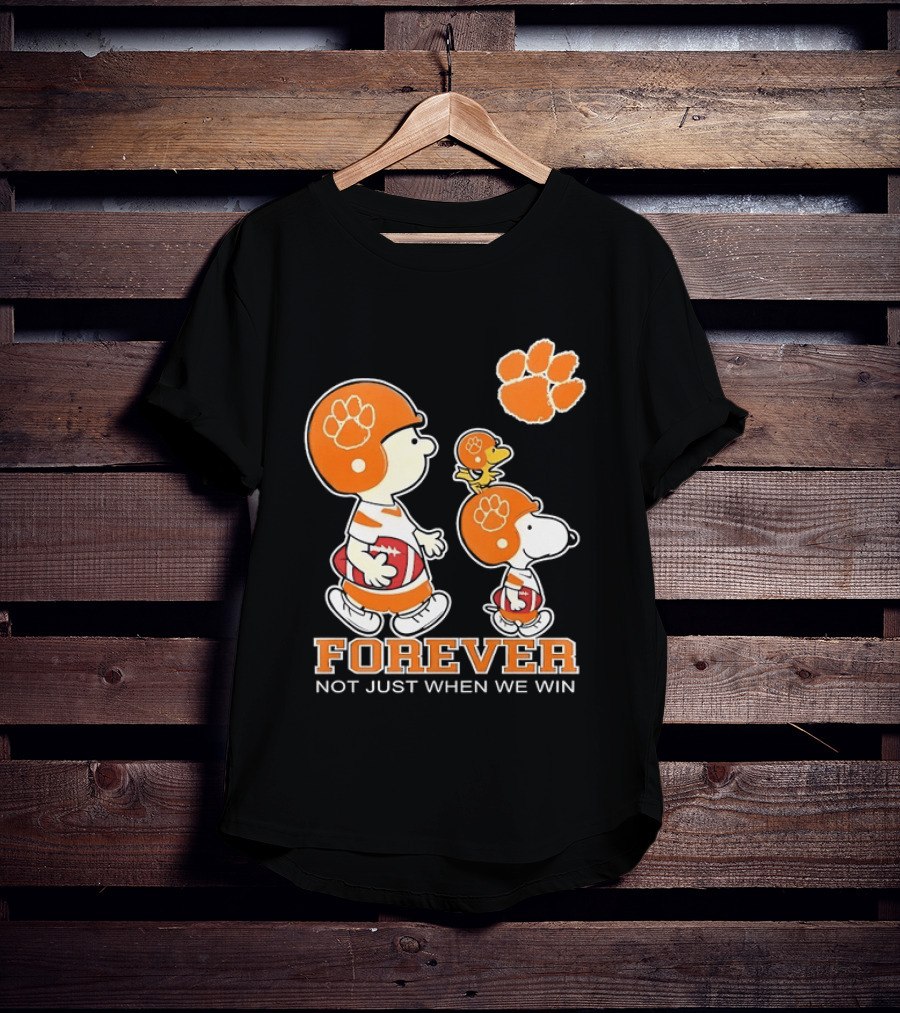 Snoopy Woodstock Charlie Brown Clemson Tigers Forever Not Just When We Win T-Shirt