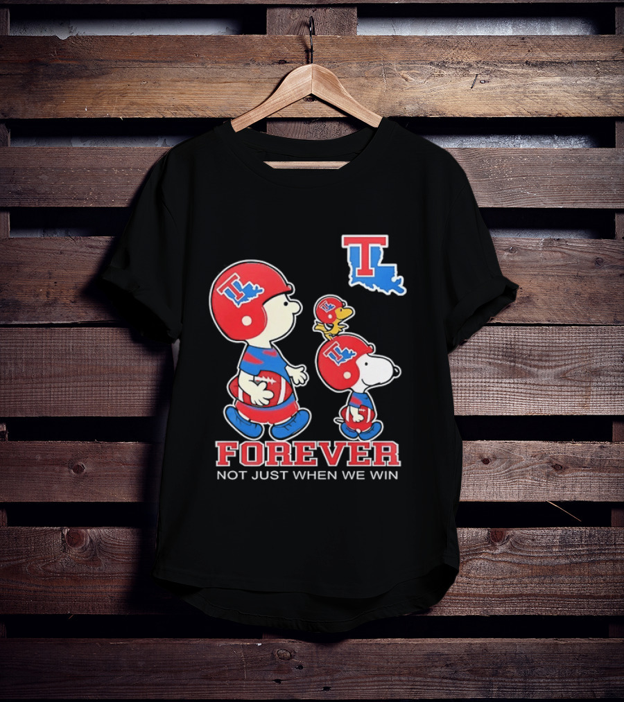 Charlie Brown Snoopy Woodstock Louisiana Tech Bulldogs Forever Not Just When We Win T-Shirt