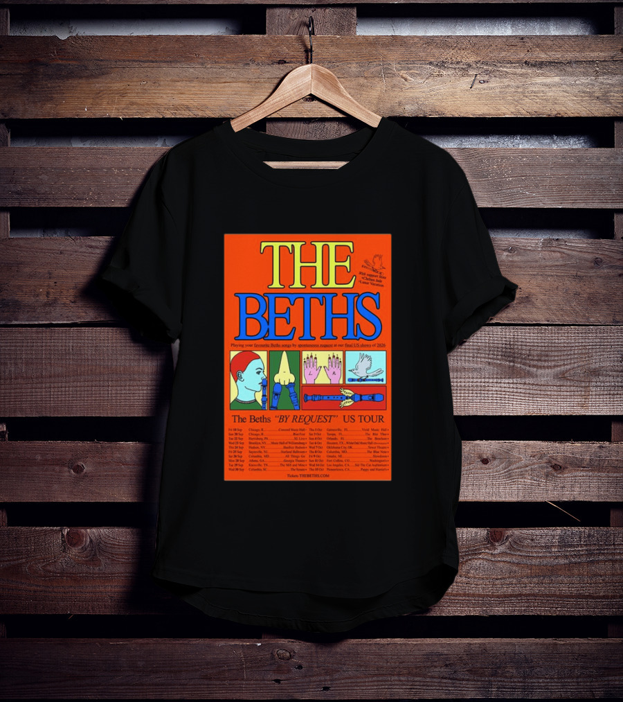 The Beths By Request US Tour 2026 Final Shows With Hands And Musical Notes T-Shirt