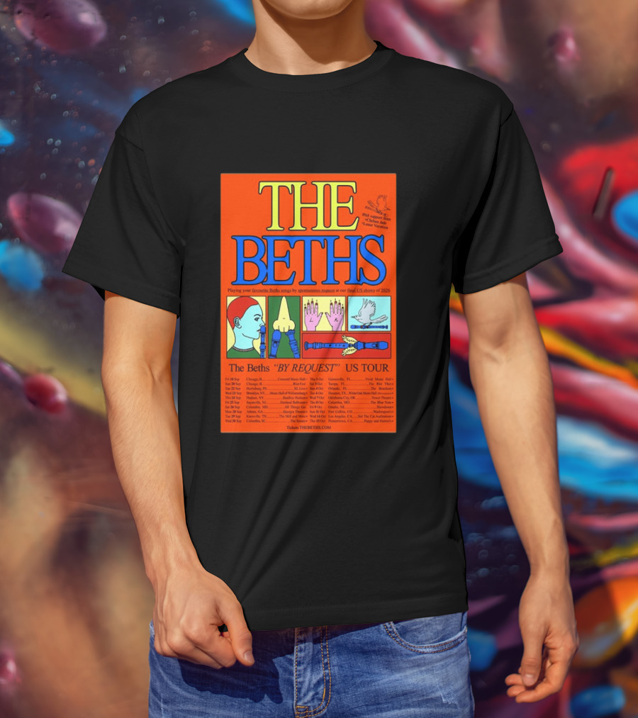 The Beths By Request US Tour 2026 Final Shows With Hands And Musical Notes T-Shirt