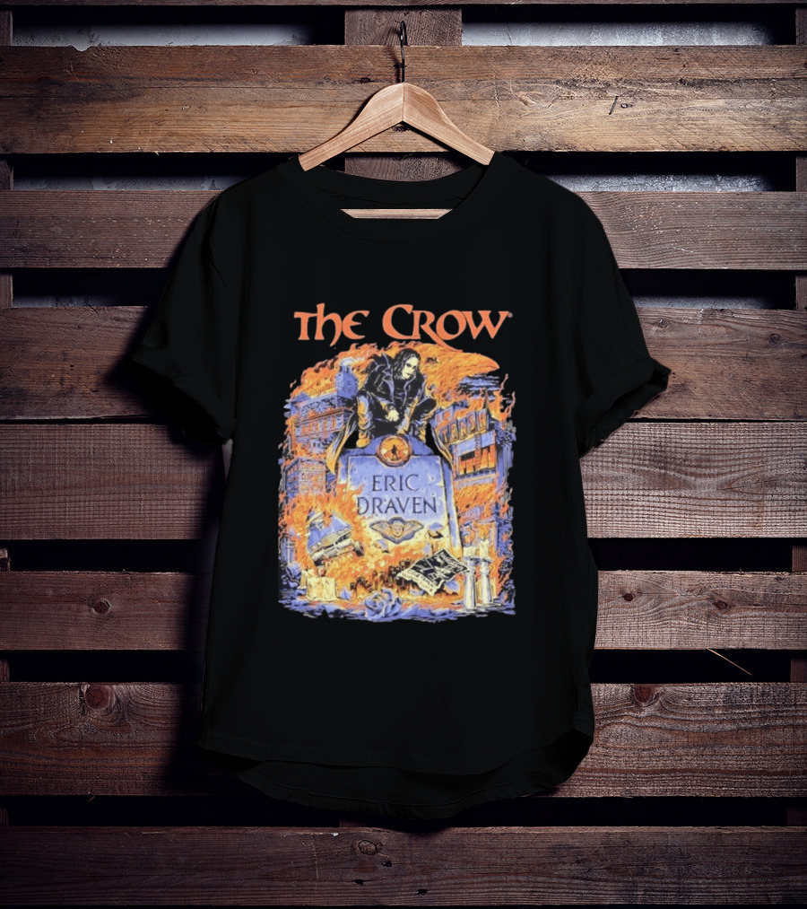 The Crow Eric Draven Devil's Night Trash City Buildings Flames T-Shirt