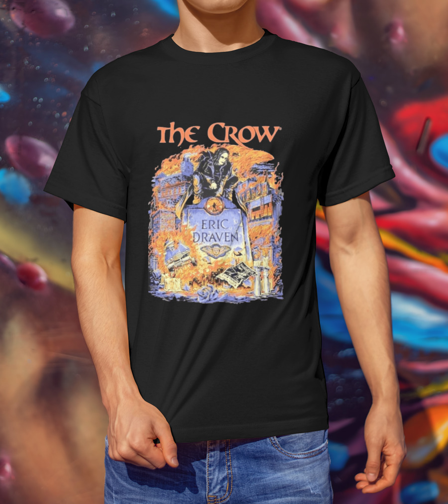 The Crow Eric Draven Devil's Night Trash City Buildings Flames T-Shirt
