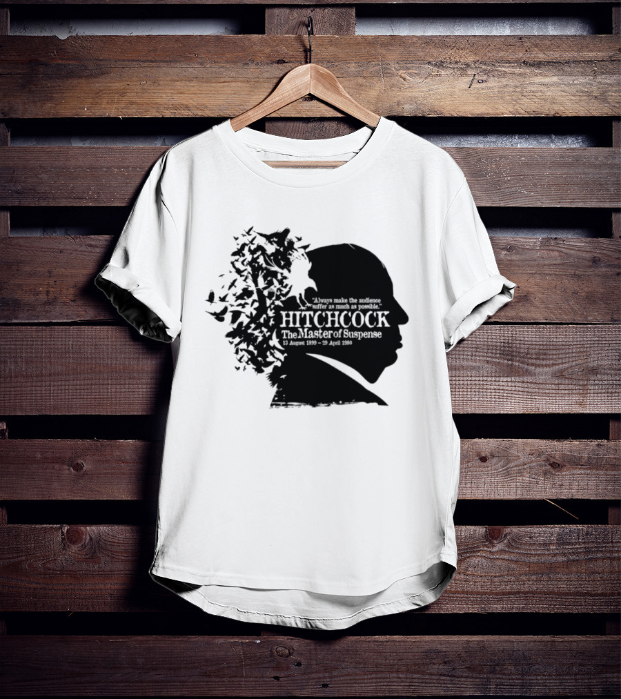 Alfred Hitchcock The Master Of Suspense Silhouette Birds 1899 1980 T-Shirt
