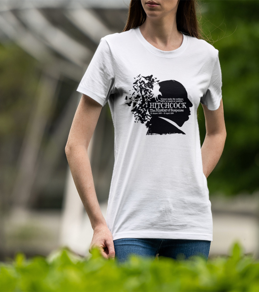 Alfred Hitchcock The Master Of Suspense Silhouette Birds 1899 1980 T-Shirt