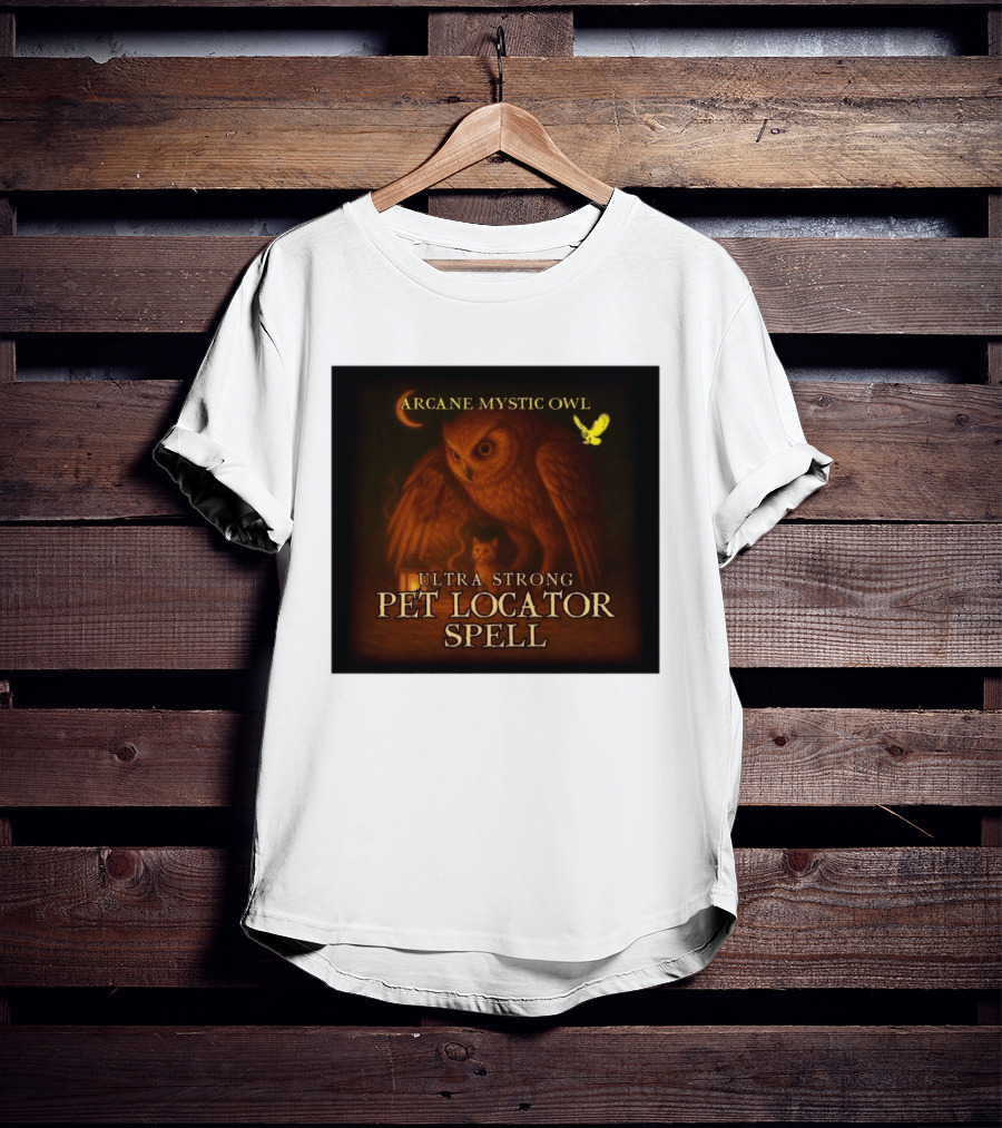 Arcane Mystic Owl Ultra Strong Pet Locator Spell Moonlit Guardian T-Shirt
