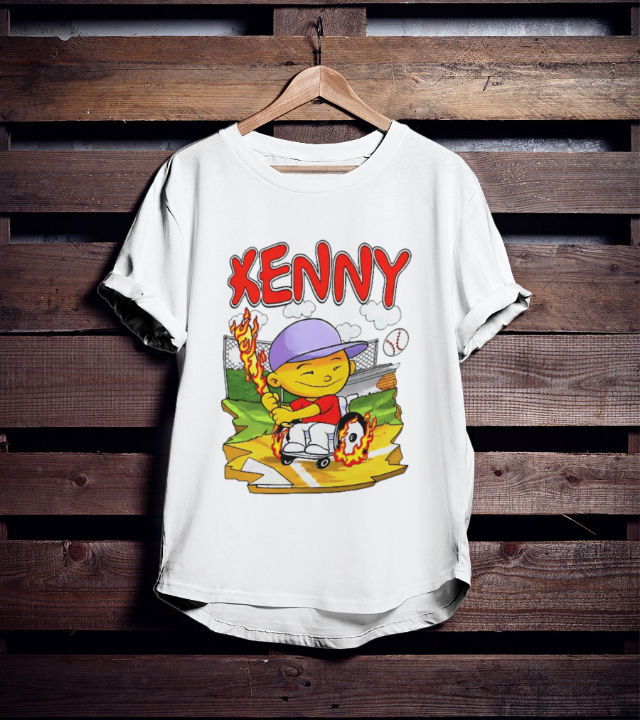Kenny Kawaguchi Backyard Baseball Character Wheelchair Flames T-Shirt