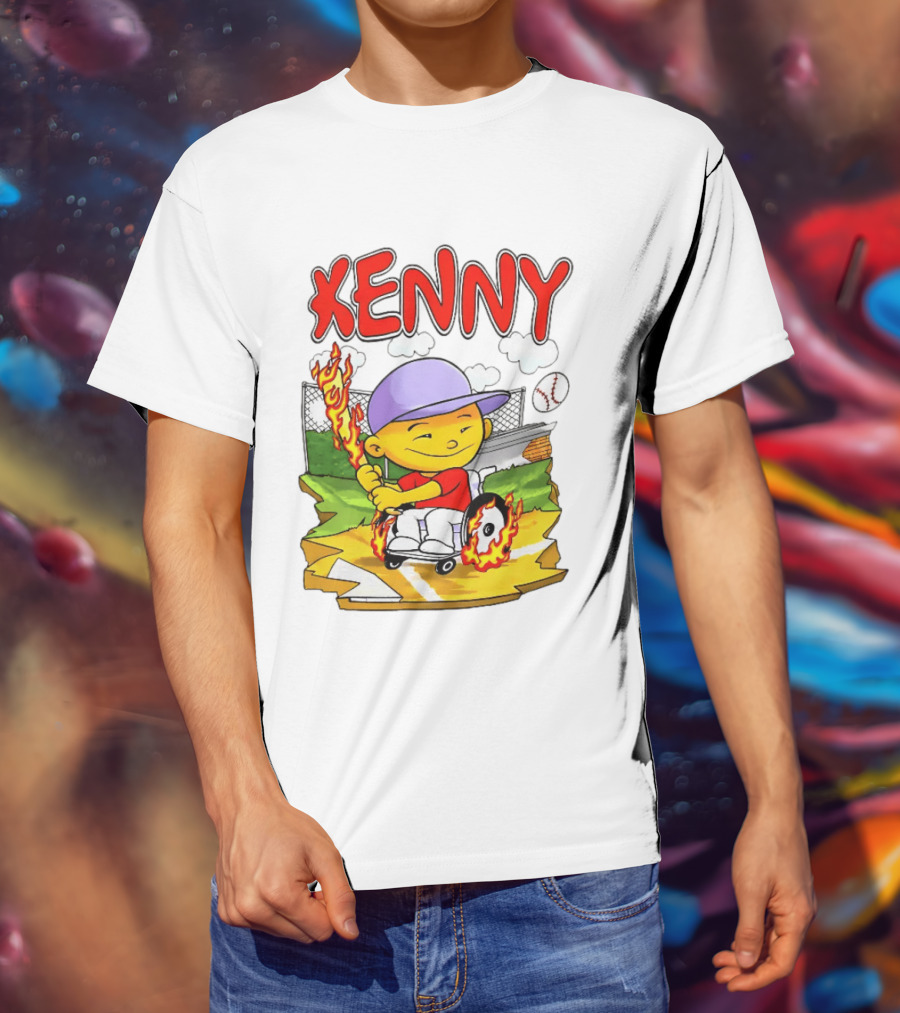 Kenny Kawaguchi Backyard Baseball Character Wheelchair Flames T-Shirt
