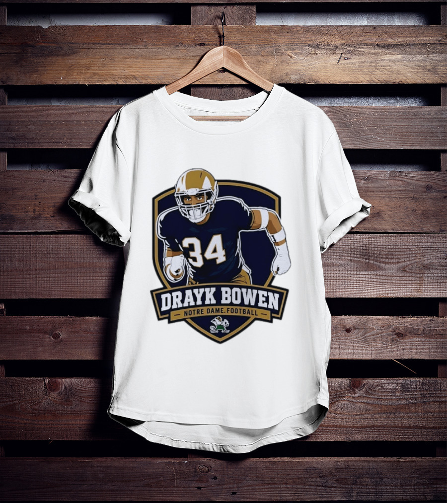 Drayk Bowen Notre Dame Football 34 Fighting Irish NCAA T-Shirt