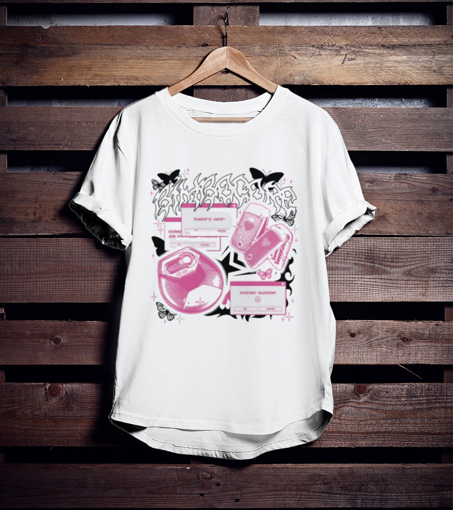 Nuclear Blast Store Bimbocore Y2K Scene Queen That's Hot Cancel Pink Butterfly Aesthetic T-Shirt