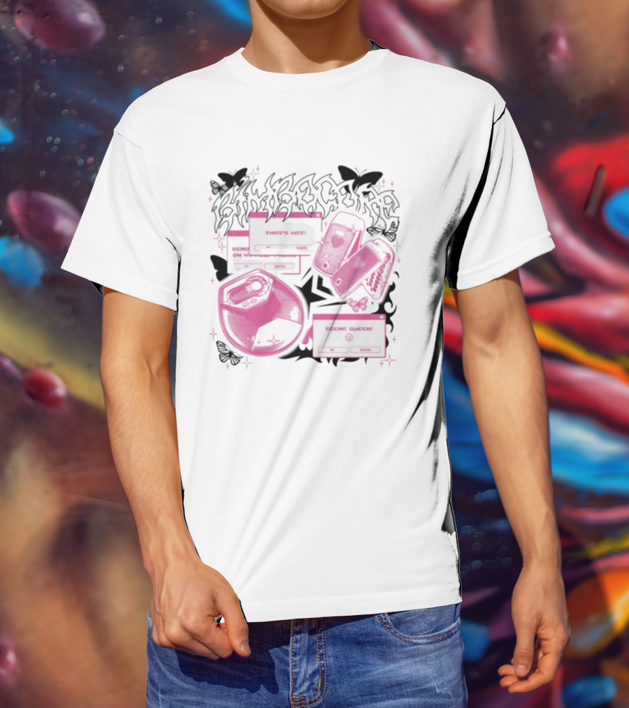 Nuclear Blast Store Bimbocore Y2K Scene Queen That's Hot Cancel Pink Butterfly Aesthetic T-Shirt