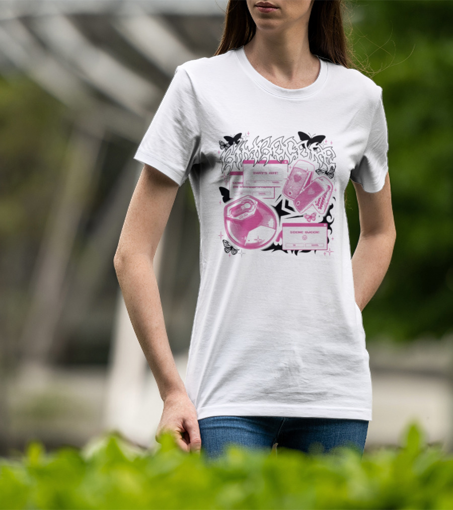 Nuclear Blast Store Bimbocore Y2K Scene Queen That's Hot Cancel Pink Butterfly Aesthetic T-Shirt