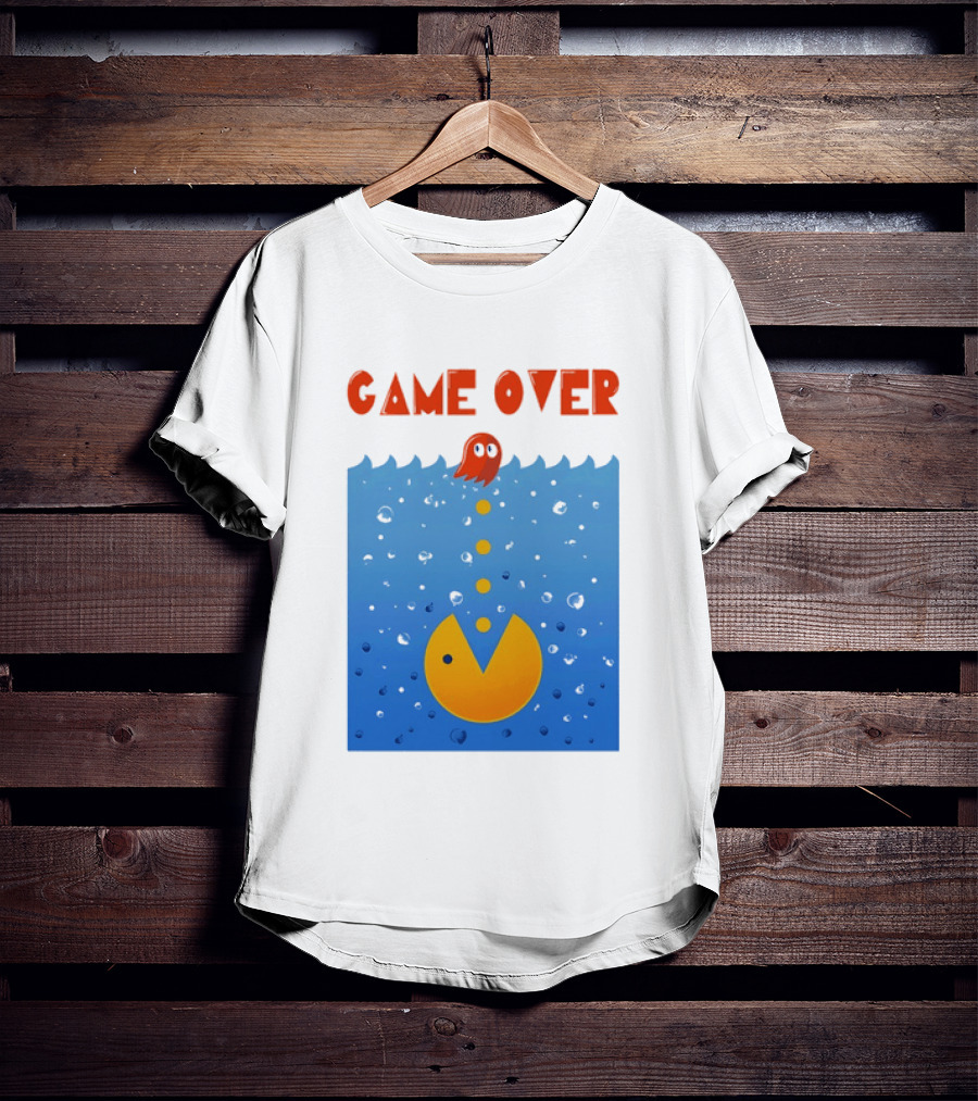 Pac Man Game Over Underwater Ghost Retro Gaming T-Shirt