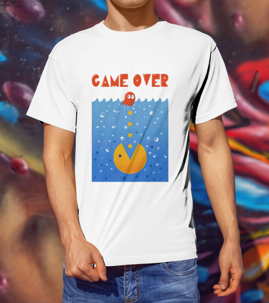 Pac Man Game Over Underwater Ghost Retro Gaming T-Shirt