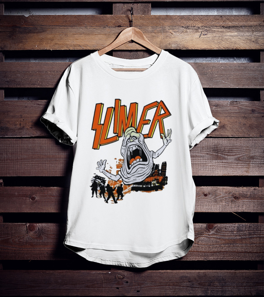Slimer Ghostbusters 80s Movie Iconic Character Silhouette Scene T-Shirt