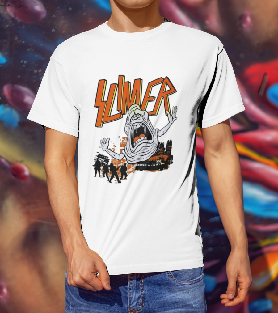 Slimer Ghostbusters 80s Movie Iconic Character Silhouette Scene T-Shirt
