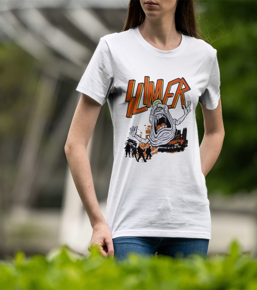 Slimer Ghostbusters 80s Movie Iconic Character Silhouette Scene T-Shirt