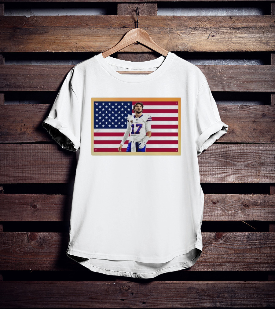 Josh Allen Buffalo Bills American Flag Football Star 17 T-Shirt