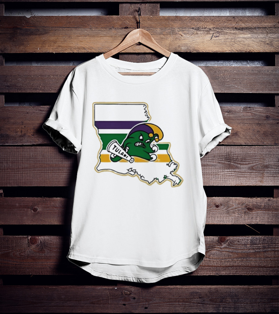 Tulane Green Wave Louisiana Mardi Gras Map T-Shirt