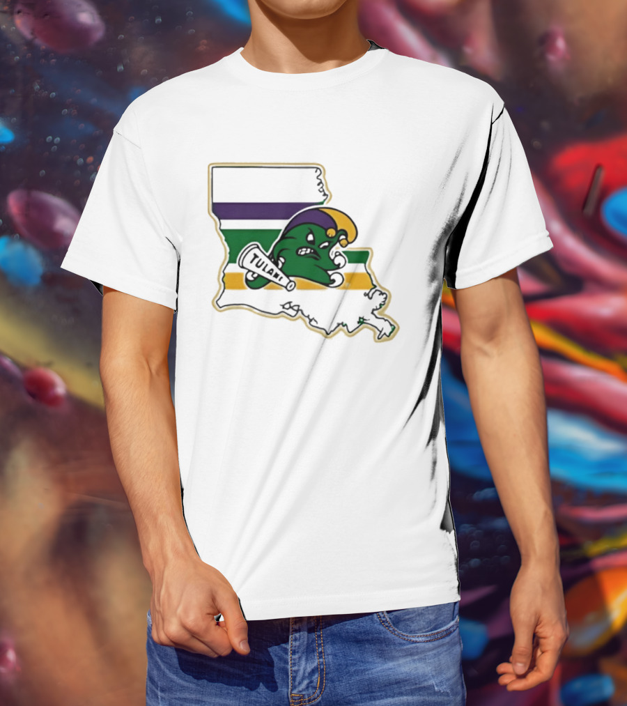 Tulane Green Wave Louisiana Mardi Gras Map T-Shirt