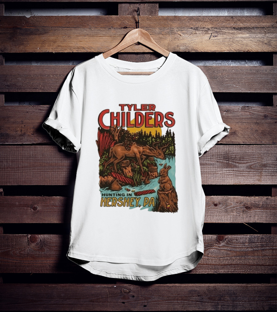Tyler Childers Hunting In Hershey PA Deer And Rabbit Scene T-Shirt