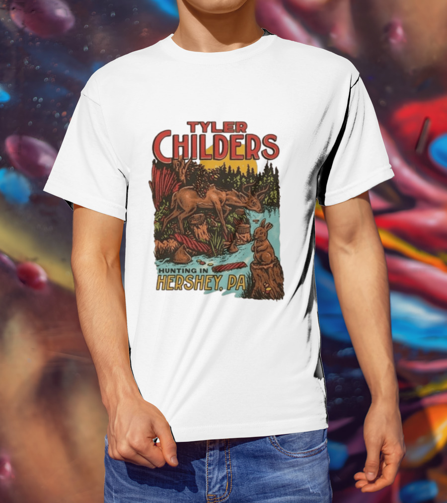 Tyler Childers Hunting In Hershey PA Deer And Rabbit Scene T-Shirt