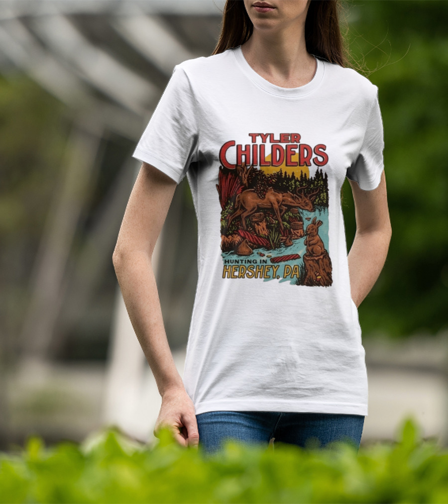 Tyler Childers Hunting In Hershey PA Deer And Rabbit Scene T-Shirt