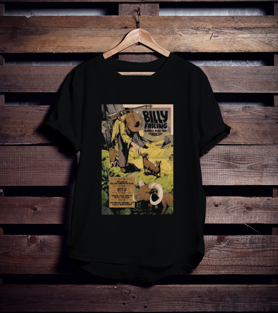Billy Failing Summer Road Trip Colorado 2026 Grand Junction Lulu's Downtown Meadow Park Theater Dillon Amphitheater T-Shirt