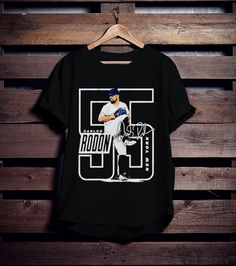 Carlos Rodon 55 New York Yankees Pitcher Signature Distressed T-Shirt