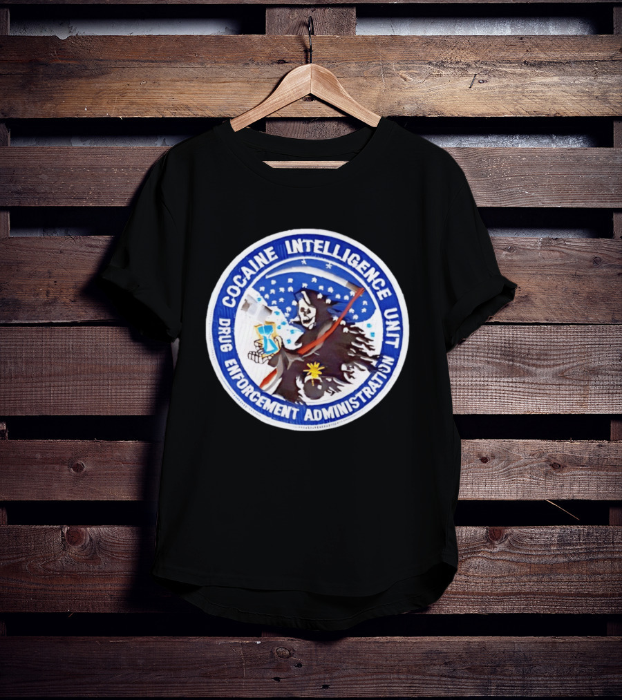 Cocaine Intelligence Unit Drug Enforcement Administration Grim Reaper Holding Hourglass Patch T-Shirt