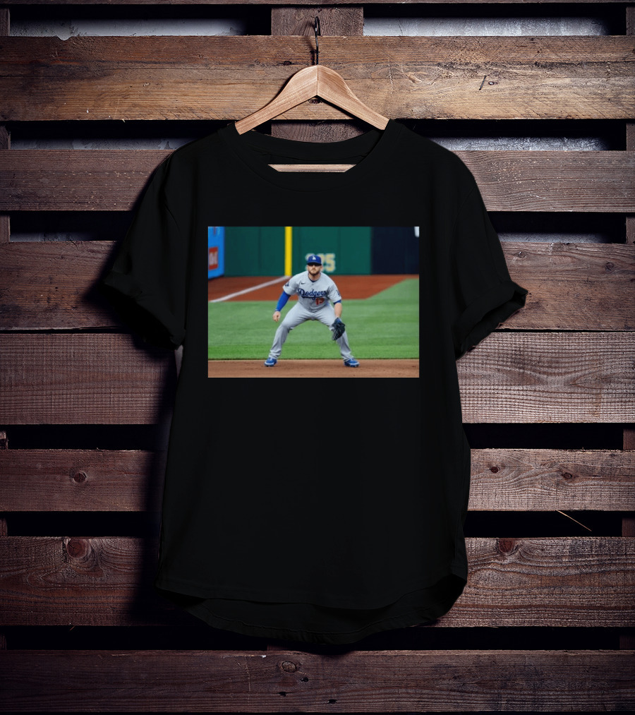 Los Angeles Dodgers Max Muncy Jersey Number 13 Third Baseman Action Shot T-Shirt
