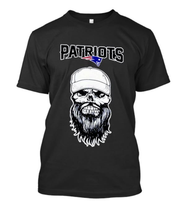 Patriots Bearded Skull With Cap Football Fan T-Shirt