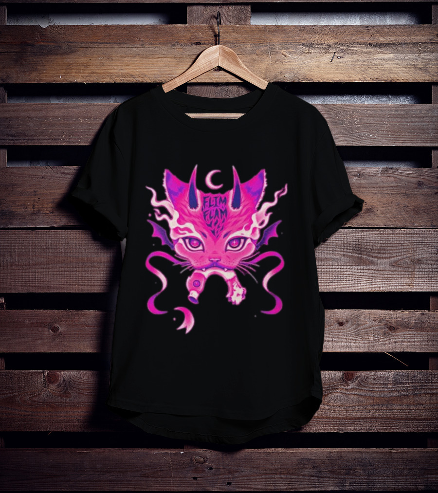 Flim Flam Flamingo DevilCat Fantasy T-Shirt