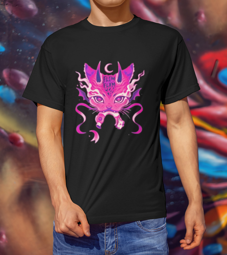 Flim Flam Flamingo DevilCat Fantasy T-Shirt
