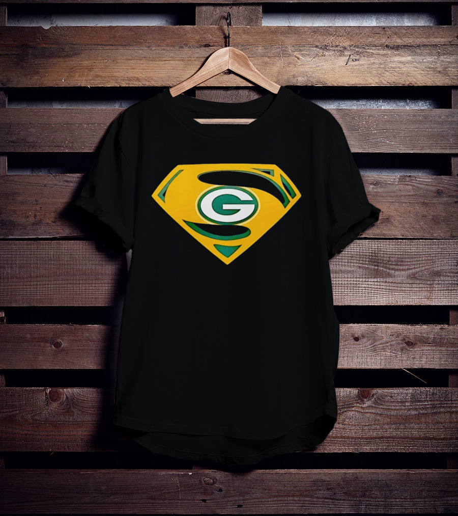 Green Bay Packers G In Superman Shield T-Shirt