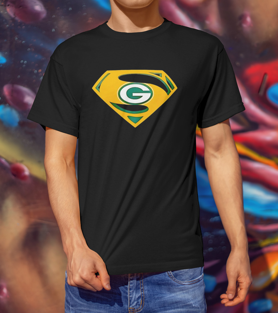 Green Bay Packers G In Superman Shield T-Shirt