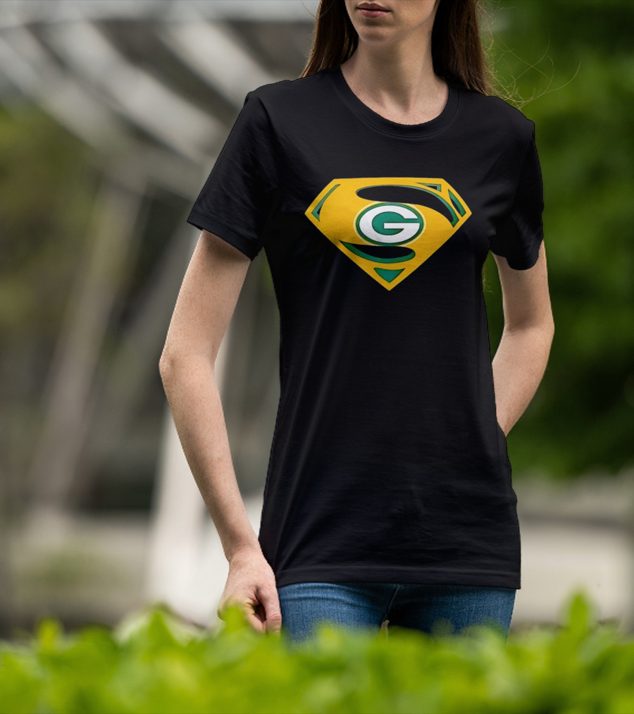 Green Bay Packers G In Superman Shield T-Shirt