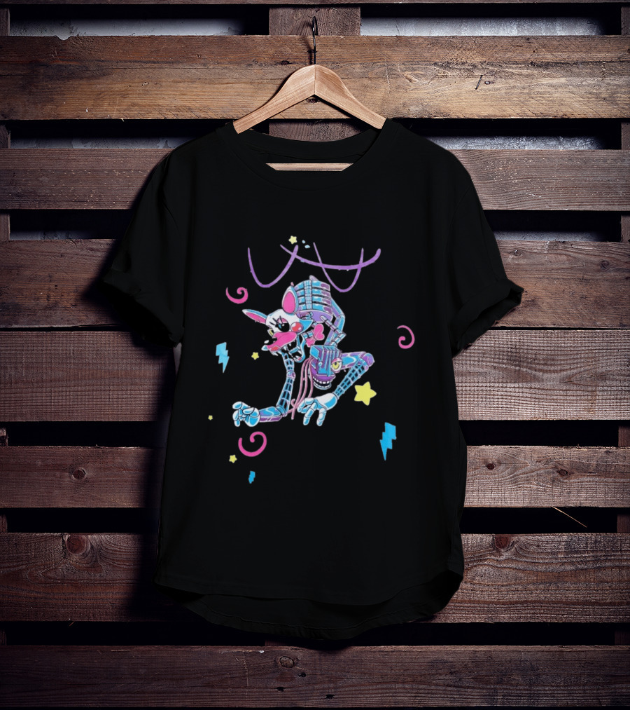 HEX X FNaF BTS Blacklight Mangle Purple Signature Stars Lightning Swirls T-Shirt