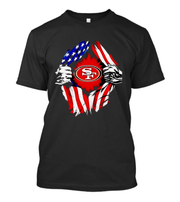 San Francisco 49ers SF American Flag Ripped Chest T-Shirt