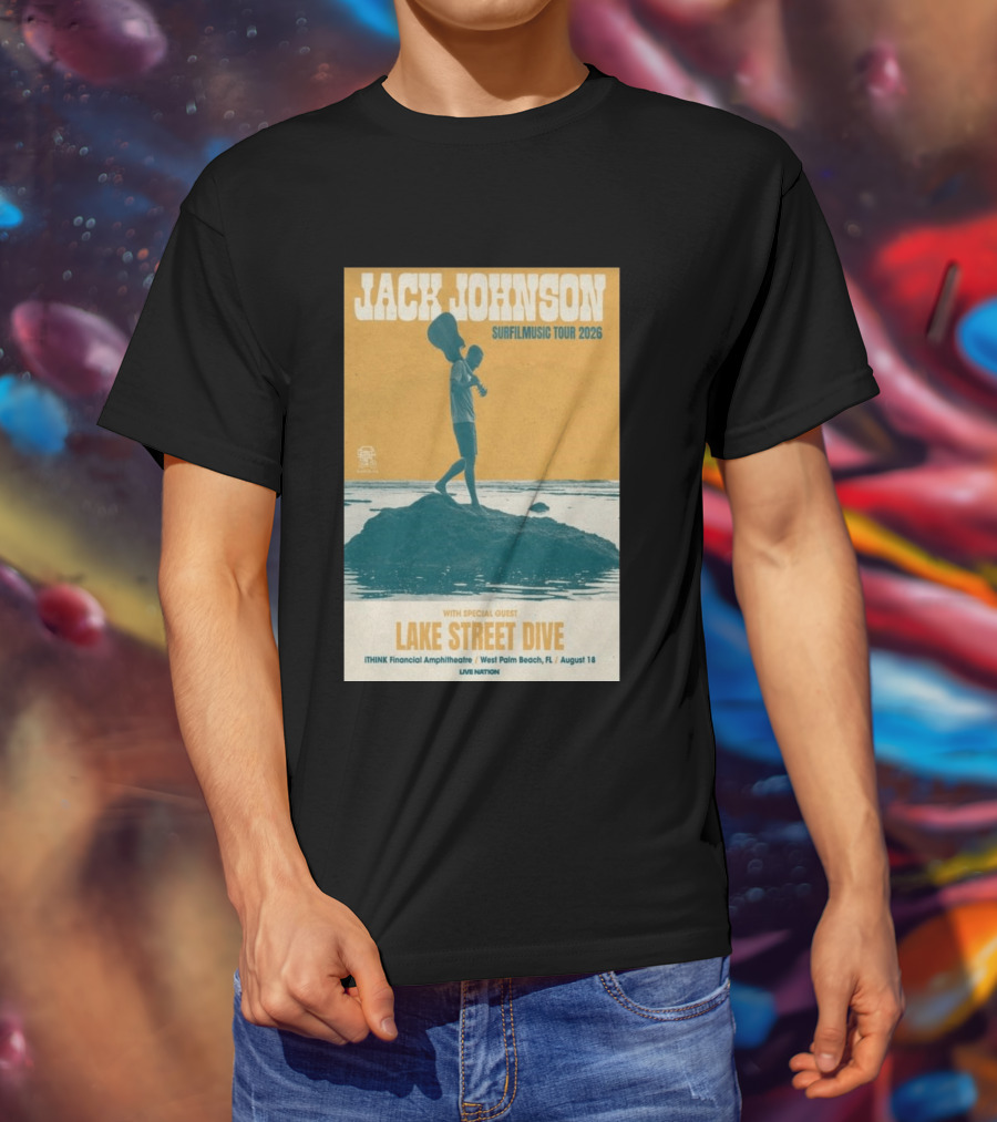 Jack Johnson Surfilmusic Tour 2026 Lake Street Dive ITHINK Financial Amphitheatre West Palm Beach August 18 T-Shirt
