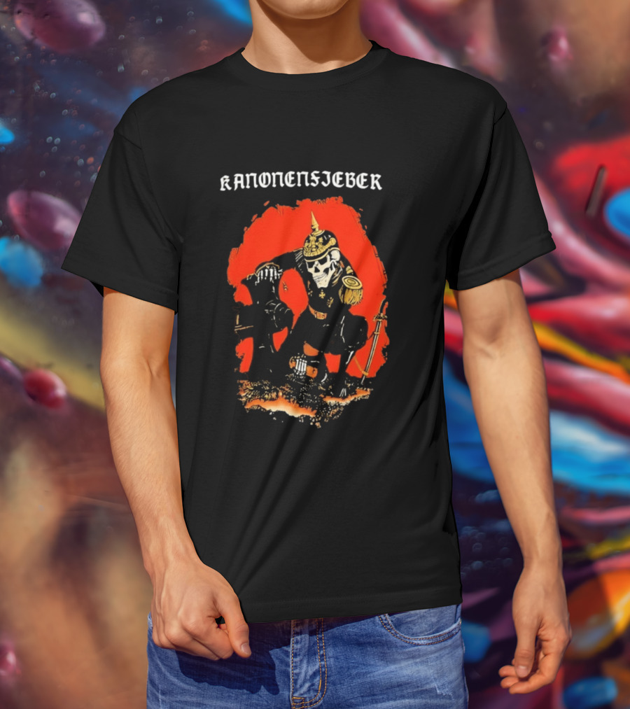 Kanonenfieber Skeleton Soldier Black Metal Warrior Artillery T-Shirt