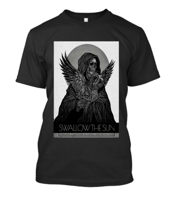 Swallow The Sun Santiago De Chile Epicentro Club 14.08.2026 Skeleton With Bird T-Shirt