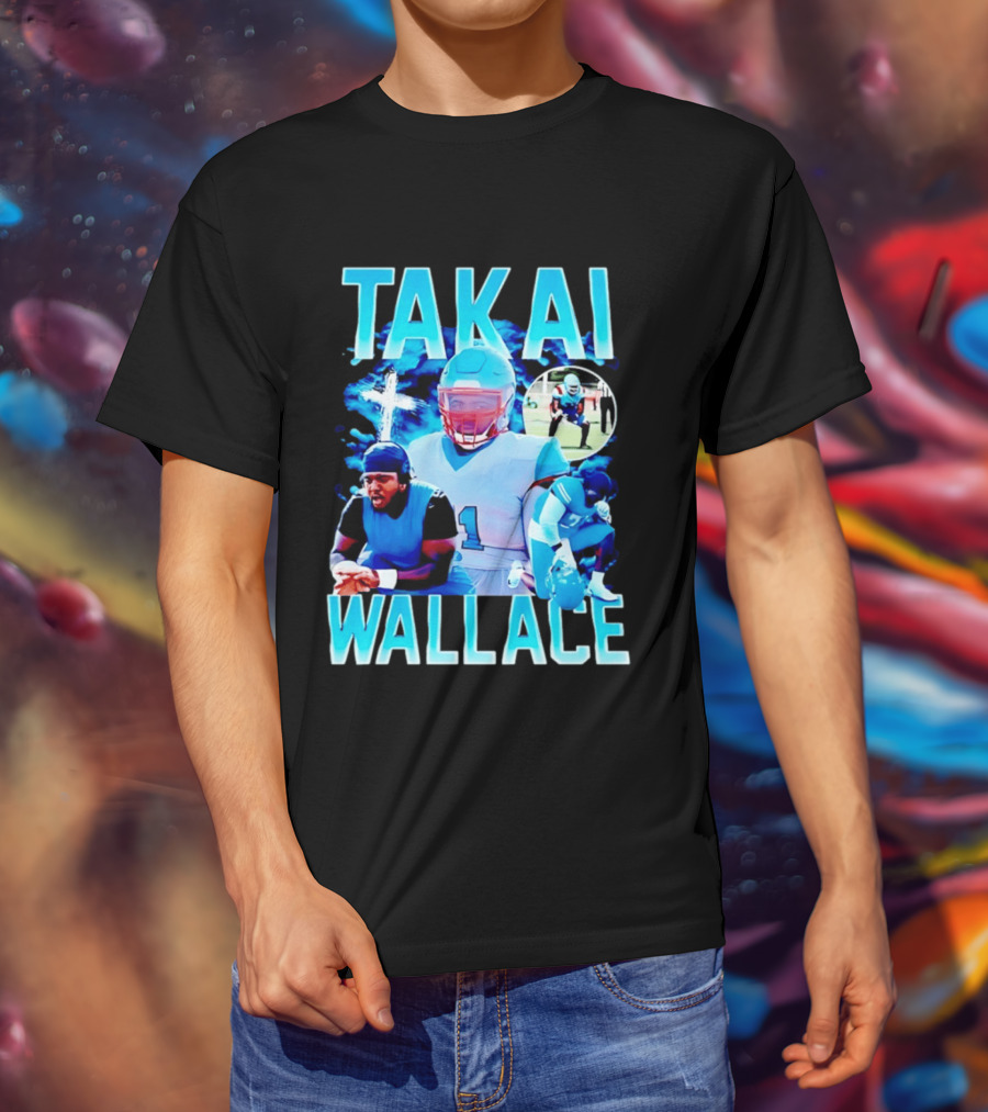 Takai Wallace Football Athlete Sports Action Collage T-Shirt