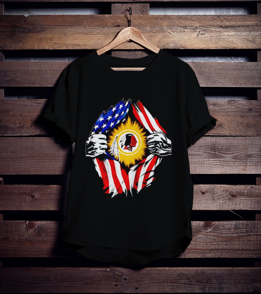 Washington Redskins American Flag Ripped Chest T-Shirt