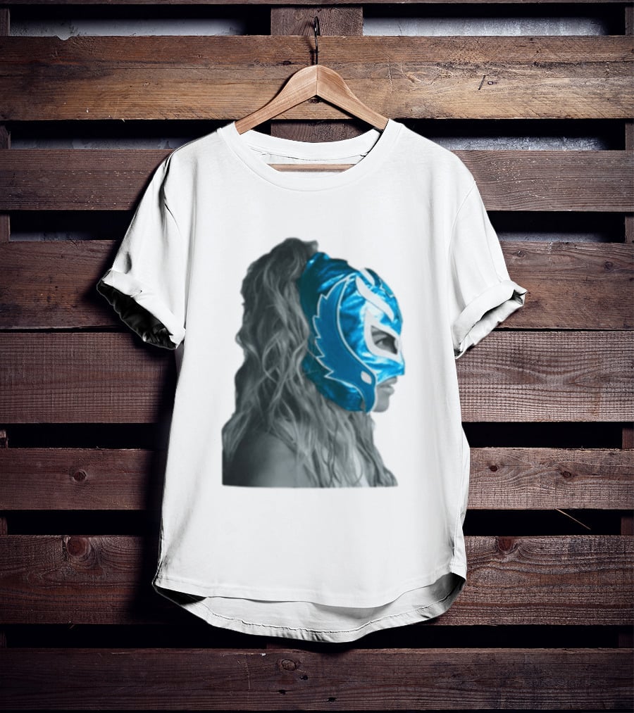 Karol G Store Limited Edition Cream Blue Luchador Mask T-Shirt