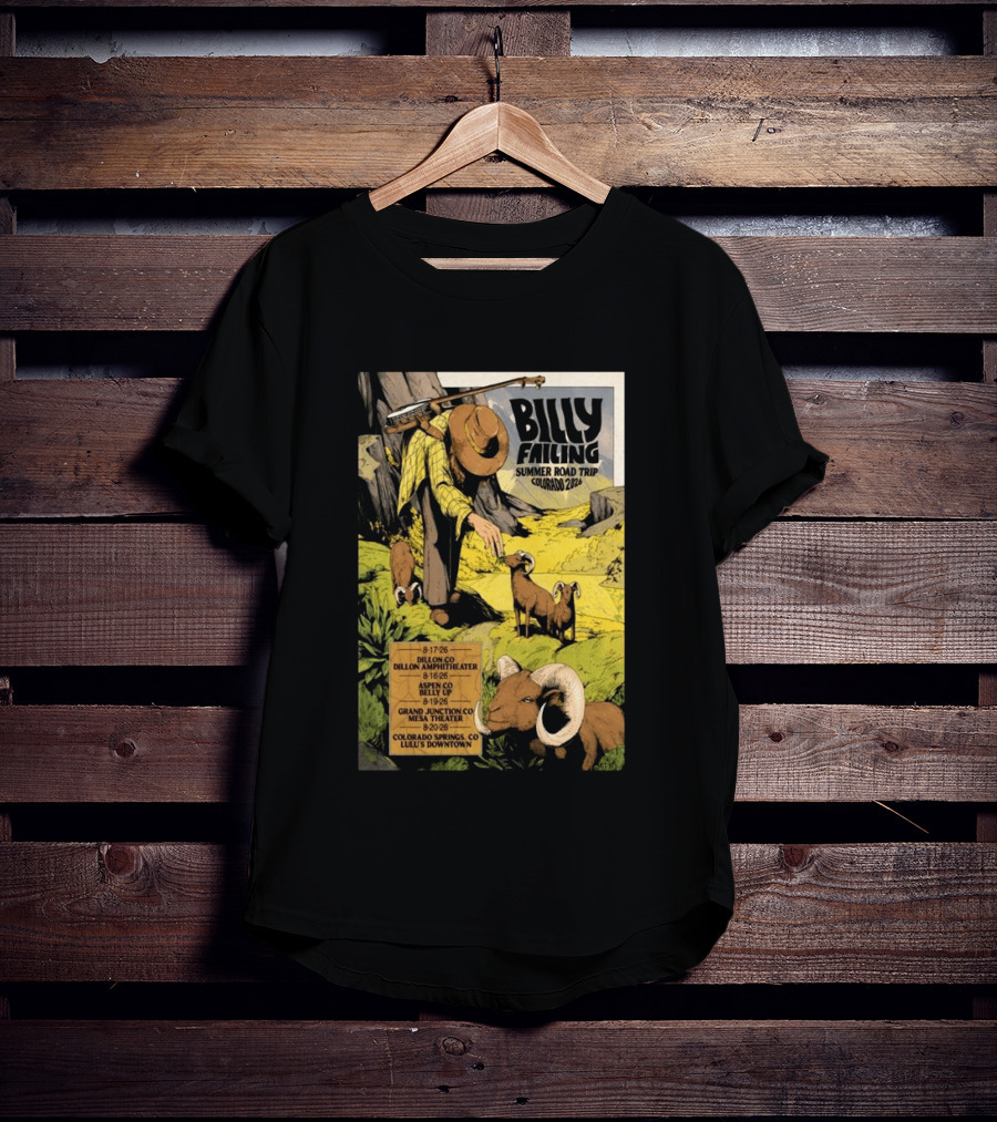 Billy Failing Summer Road Trip Colorado 2026 Dillon Amphitheater Belly Up Mesa Theater Lulu's Downtown T-Shirt