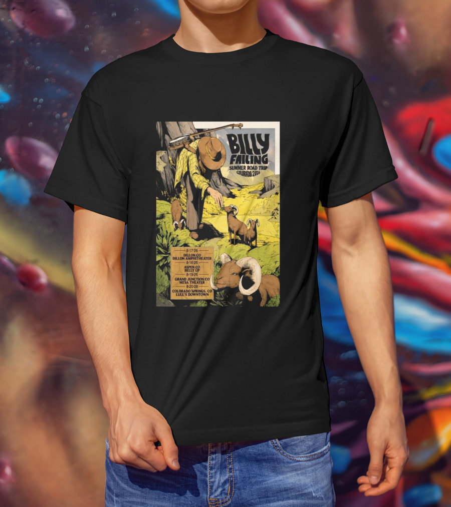 Billy Failing Summer Road Trip Colorado 2026 Dillon Amphitheater Belly Up Mesa Theater Lulu's Downtown T-Shirt