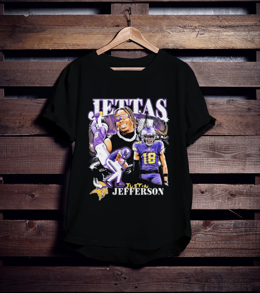 Fanatics Black Jettas Justin Jefferson Minnesota Vikings Notorious Player T-Shirt
