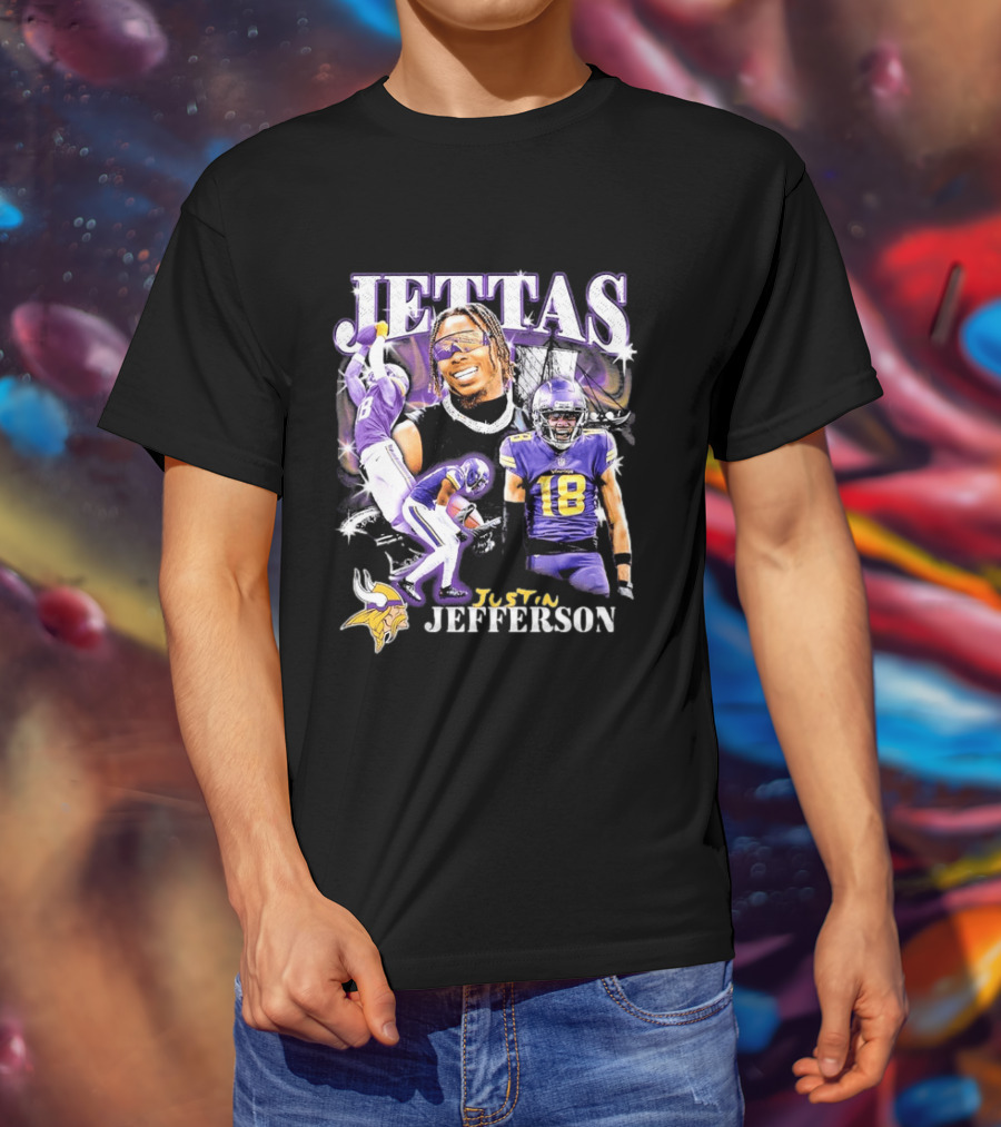 Fanatics Black Jettas Justin Jefferson Minnesota Vikings Notorious Player T-Shirt