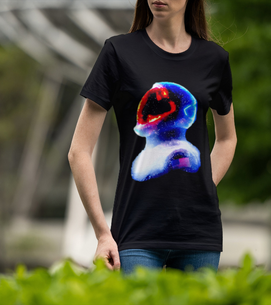 Galaxy Astronaut With American Flag Space Cosmic Adventure T-Shirt