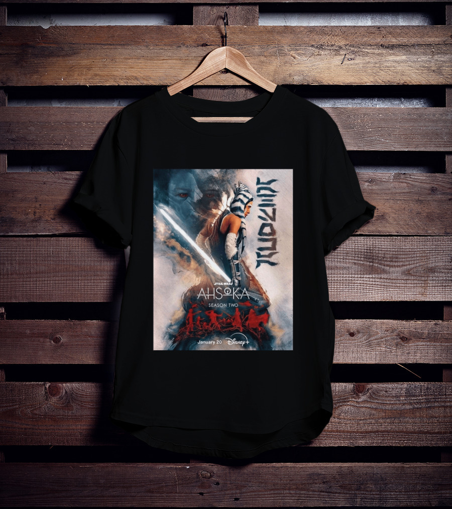 Star Wars Ahsoka Season 2 Premiering January 20 Disney Plus Featuring Lightsaber And Characters T-Shirt